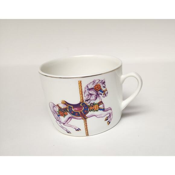 Teleflora Vintage Carousel Horse Porcelain Coffee Tea Cup & Saucer - Picture 3 of 6